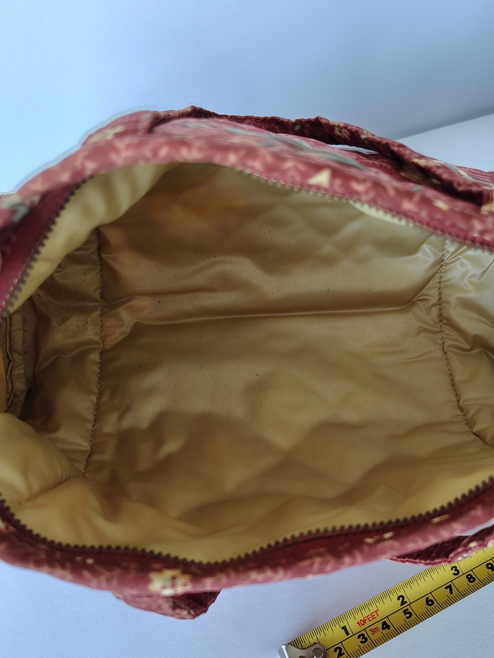 Floral Quilted Lunch Tote/ Makeup Bag in Rust - Picture 5 of 5
